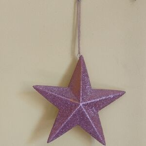 Glittery Pink Star Ornament